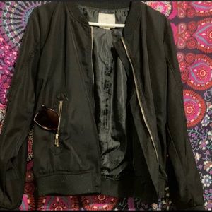 Black satin bomber jacket-tillys-XL